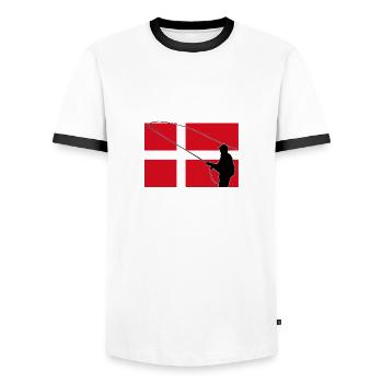 Denmark Fishing Flag - Männer Kontrast-T-Shirt - Weiß/Schwarz - Vorne - AI Model Female 172 light (172cm) & AI Model Male 178 dark (178cm)