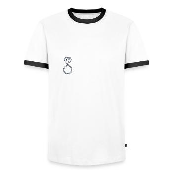 Ring with diamond - Men's Ringer Shirt - white/black - Front - AI Model Female 172 light (172cm) & AI Model Male 178 dark (178cm)
