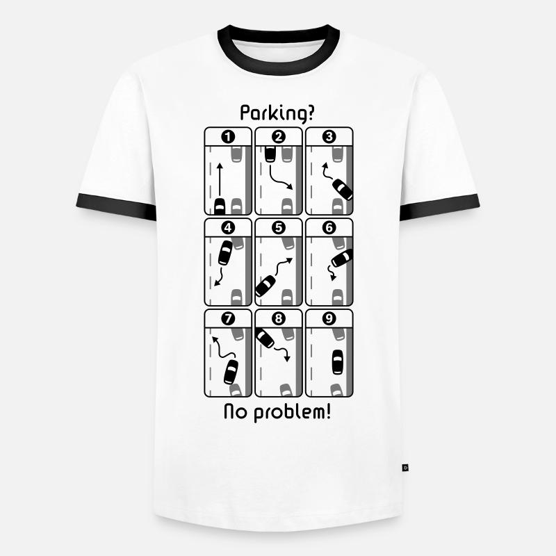 Einparken? Kein Problem! - Männer Kontrast-T-Shirt - Weiß/Schwarz