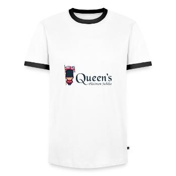 Real British Soldier Monarchy Platin-Jubiläum - Männer Kontrast-T-Shirt - Weiß/Schwarz - Vorne - AI Model Female 172 light (172cm) & AI Model Male 178 dark (178cm)