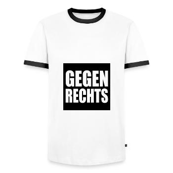 Gegen rechts - Männer Kontrast-T-Shirt - Weiß/Schwarz - Vorne - AI Model Female 172 light (172cm) & AI Model Male 178 dark (178cm)