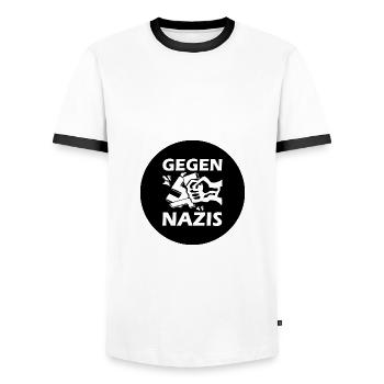 Gegen nazis - Männer Kontrast-T-Shirt - Weiß/Schwarz - Vorne - AI Model Female 172 light (172cm) & AI Model Male 178 dark (178cm)
