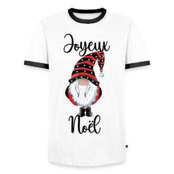Gnome de Noël - T-shirt contrasté Homme - blanc/noir - Devant - AI Model Female 172 light (172cm) & AI Model Male 178 dark (178cm)