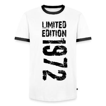 Limited edition 1972 - Männer Kontrast-T-Shirt - Weiß/Schwarz - Vorne - AI Model Female 172 light (172cm) & AI Model Male 178 dark (178cm)