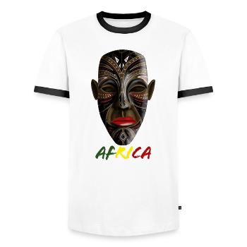 Afrikanische Maske - Männer Kontrast-T-Shirt - Weiß/Schwarz - Vorne - AI Model Female 172 light (172cm) & AI Model Male 178 dark (178cm)