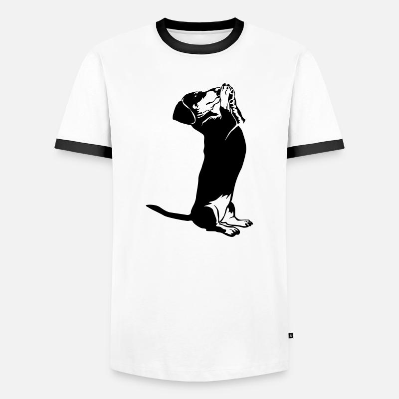 Dackel - Männer Kontrast-T-Shirt - Weiß/Schwarz