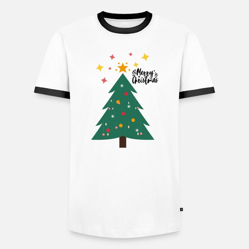 Weihnachtsbaum - Christbaum - Männer Kontrast-T-Shirt - Weiß/Schwarz