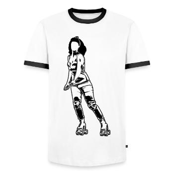 Patinage à roulettes Femme - T-shirt contrasté Homme - blanc/noir - Devant - AI Model Female 172 light (172cm) & AI Model Male 178 dark (178cm)