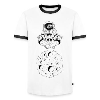 Astronaut and yoga - Men's Ringer Shirt - white/black - Front - AI Model Female 172 light (172cm) & AI Model Male 178 dark (178cm)