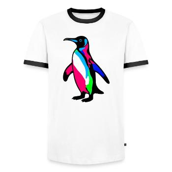 Pingouin - T-shirt contrasté Homme - blanc/noir - Devant - AI Model Female 172 light (172cm) & AI Model Male 178 dark (178cm)