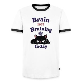 Brain Not Braining Today - Men's Ringer Shirt - white/black - Front - AI Model Female 172 light (172cm) & AI Model Male 178 dark (178cm)