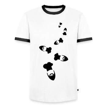 Bonnet de cuisine chapeau de chef - T-shirt contrasté Homme - blanc/noir - Devant - AI Model Female 172 light (172cm) & AI Model Male 178 dark (178cm)