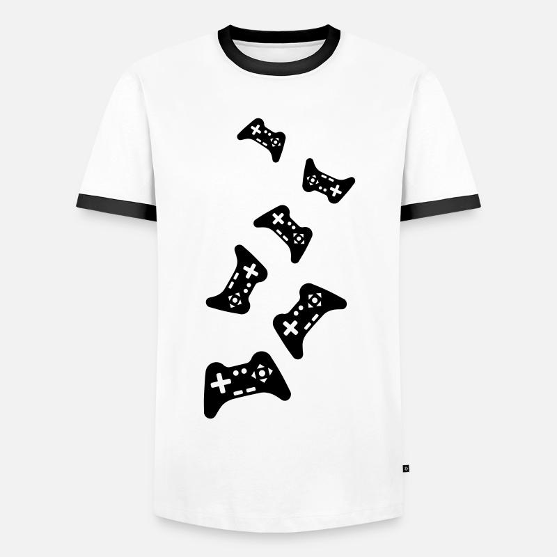 Gamepad Symbol Controller - Männer Kontrast-T-Shirt - Weiß/Schwarz
