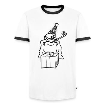anniversaire seul solitaire triste célébrant des cadeaux - T-shirt contrasté Homme - blanc/noir - Devant - AI Model Female 172 light (172cm) & AI Model Male 178 dark (178cm)