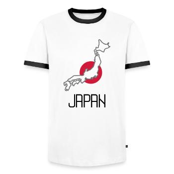 japan - Männer Kontrast-T-Shirt - Weiß/Schwarz - Vorne - AI Model Female 172 light (172cm) & AI Model Male 178 dark (178cm)
