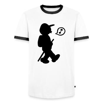 hiking - Men's Ringer Shirt - white/black - Front - AI Model Female 172 light (172cm) & AI Model Male 178 dark (178cm)