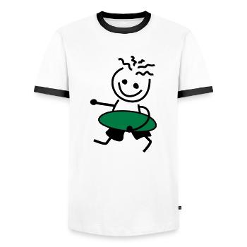 FRED MIT BRETT - Männer Kontrast-T-Shirt - Weiß/Schwarz - Vorne - AI Model Female 172 light (172cm) & AI Model Male 178 dark (178cm)
