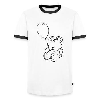 Nounours Ballon - T-shirt contrasté Homme - blanc/noir - Devant - AI Model Female 172 light (172cm) & AI Model Male 178 dark (178cm)