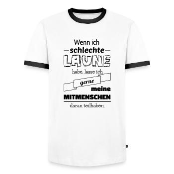 Schlechte Laune - Männer Kontrast-T-Shirt - Weiß/Schwarz - Vorne - AI Model Female 172 light (172cm) & AI Model Male 178 dark (178cm)