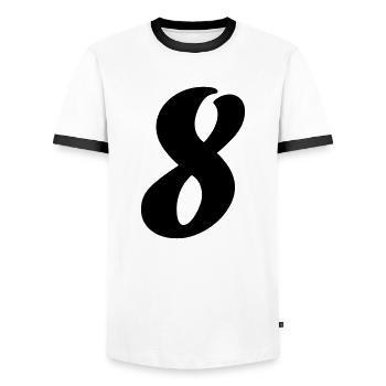 8 - Men's Ringer Shirt - white/black - Front - AI Model Female 172 light (172cm) & AI Model Male 178 dark (178cm)