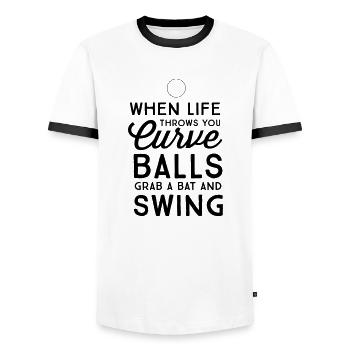 When Life Throws You Curve Balls - Men's Ringer Shirt - white/black - Front - AI Model Female 172 light (172cm) & AI Model Male 178 dark (178cm)