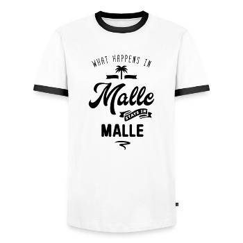 malle happens stays - Männer Kontrast-T-Shirt - Weiß/Schwarz - Vorne - AI Model Female 172 light (172cm) & AI Model Male 178 dark (178cm)