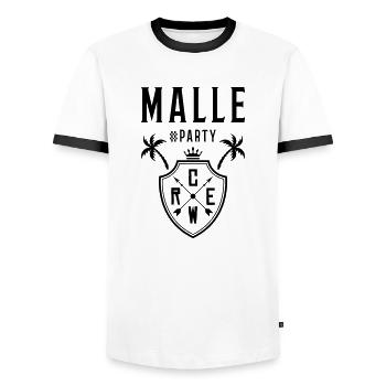 malle party crew wappen - Männer Kontrast-T-Shirt - Weiß/Schwarz - Vorne - AI Model Female 172 light (172cm) & AI Model Male 178 dark (178cm)