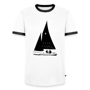 Sailboat - Men's Ringer Shirt - white/black - Front - AI Model Female 172 light (172cm) & AI Model Male 178 dark (178cm)