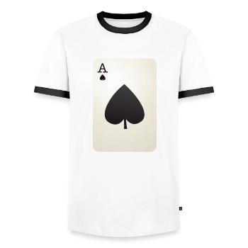 Pik Ass Karte Geschenkidee Poker - Männer Kontrast-T-Shirt - Weiß/Schwarz - Vorne - AI Model Female 172 light (172cm) & AI Model Male 178 dark (178cm)