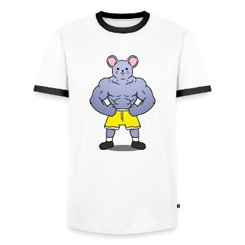 Muscular mouse - Men's Ringer Shirt - white/black - Front - AI Model Female 172 light (172cm) & AI Model Male 178 dark (178cm)