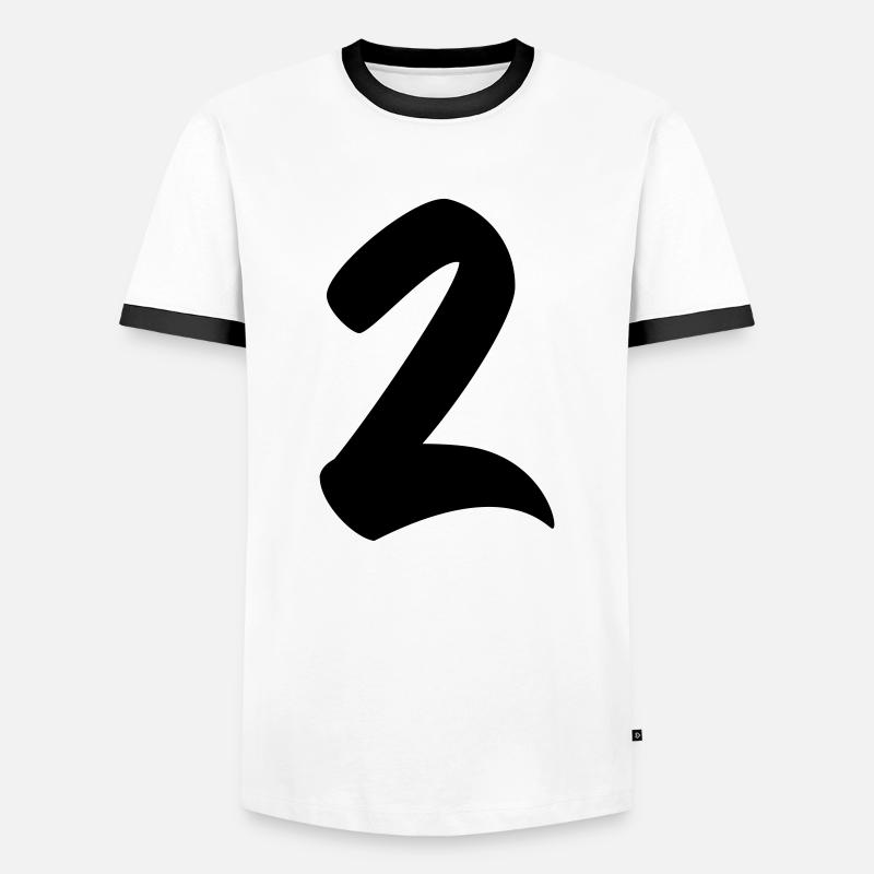 2 - Männer Kontrast-T-Shirt - Weiß/Schwarz
