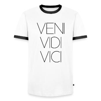 veni vedi vici latin success successful Caesar - Men's Ringer Shirt - white/black - Front - AI Model Female 172 light (172cm) & AI Model Male 178 dark (178cm)