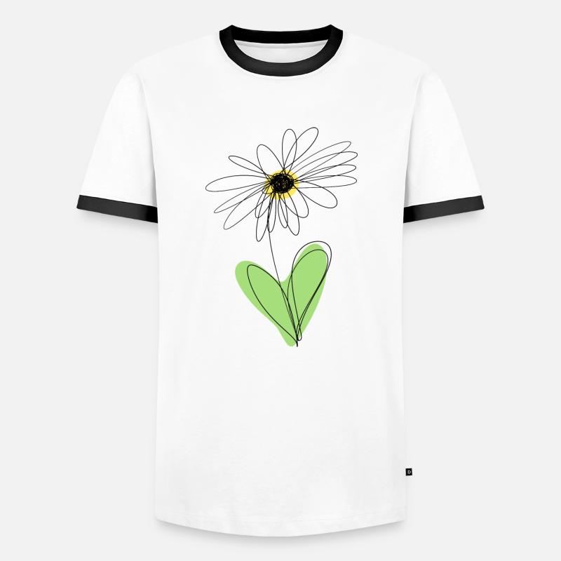 Gänseblümchen - eine Linie - Männer Kontrast-T-Shirt - Weiß/Schwarz