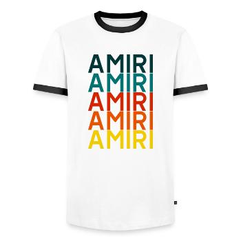Amiri design pour enfants et adultes - T-shirt contrasté Homme - blanc/noir - Devant - AI Model Female 172 light (172cm) & AI Model Male 178 dark (178cm)