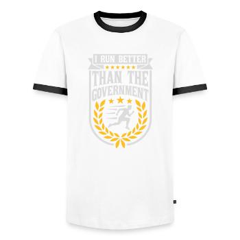 run better than government - Männer Kontrast-T-Shirt - Weiß/Schwarz - Vorne - AI Model Female 172 light (172cm) & AI Model Male 178 dark (178cm)