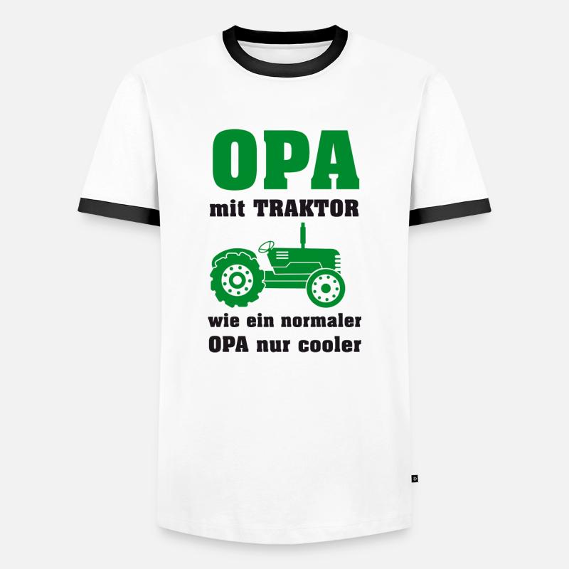 Opa mit Traktor - Männer Kontrast-T-Shirt - Weiß/Schwarz