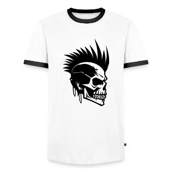 Skull Punk Kunst - Männer Kontrast-T-Shirt - Weiß/Schwarz - Vorne - AI Model Female 172 light (172cm) & AI Model Male 178 dark (178cm)