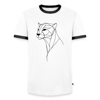 Panther feine Linienkunst - Männer Kontrast-T-Shirt - Weiß/Schwarz - Vorne - AI Model Female 172 light (172cm) & AI Model Male 178 dark (178cm)