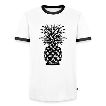 Ananas - Männer Kontrast-T-Shirt - Weiß/Schwarz - Vorne - AI Model Female 172 light (172cm) & AI Model Male 178 dark (178cm)