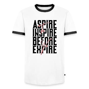 Aspire Before Expire black - Men's Ringer Shirt - white/black - Front - AI Model Female 172 light (172cm) & AI Model Male 178 dark (178cm)
