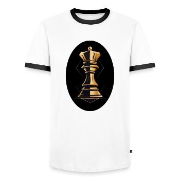 Schach Figur König - Männer Kontrast-T-Shirt - Weiß/Schwarz - Vorne - AI Model Female 172 light (172cm) & AI Model Male 178 dark (178cm)