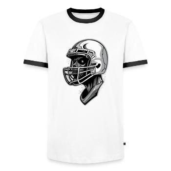 American Football Skull - Men's Ringer Shirt - white/black - Front - AI Model Female 172 light (172cm) & AI Model Male 178 dark (178cm)