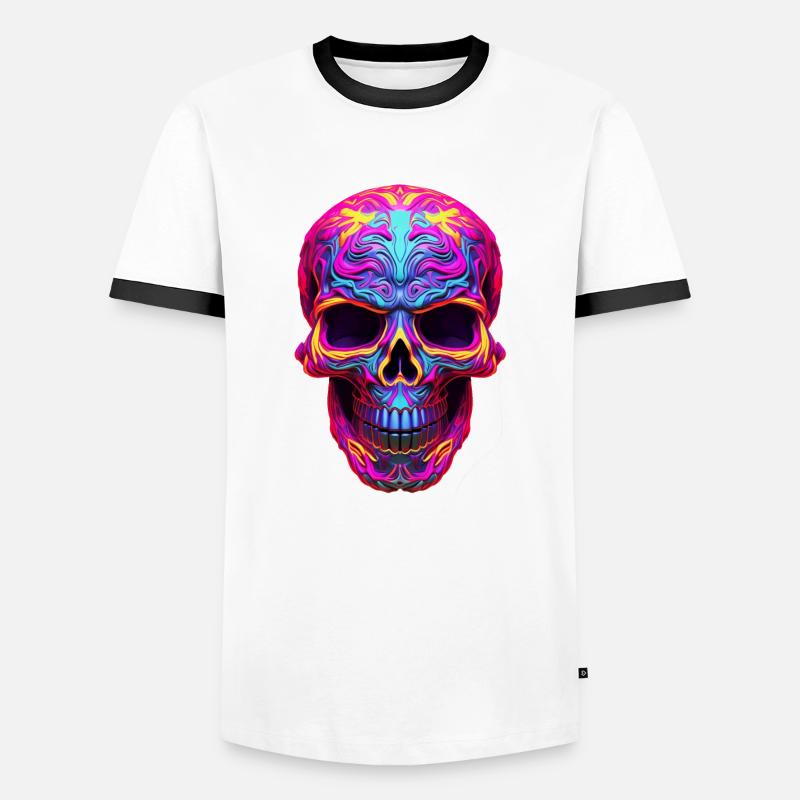 Neon Skull 2 - Männer Kontrast-T-Shirt - Weiß/Schwarz