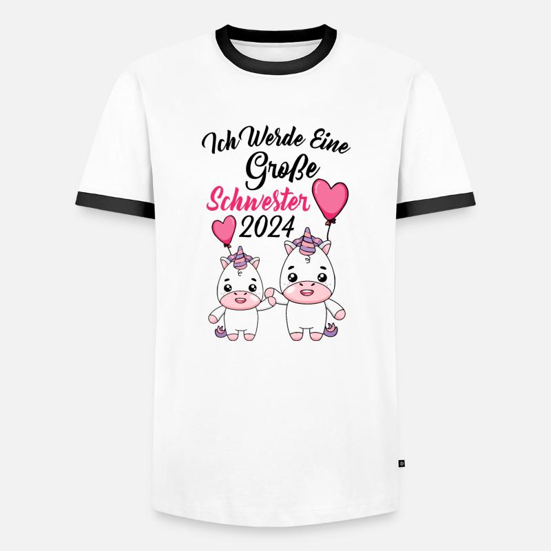 Große Schwester 2024 - Männer Kontrast-T-Shirt - Weiß/Schwarz