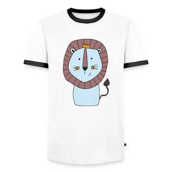 Lion Blue - Men's Ringer Shirt - white/black - Front - AI Model Female 172 light (172cm) & AI Model Male 178 dark (178cm)