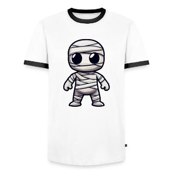 Mummy Halloween Cute Comic - Men's Ringer Shirt - white/black - Front - AI Model Female 172 light (172cm) & AI Model Male 178 dark (178cm)