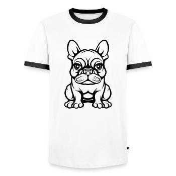 Bulldogg Dog Comic - Men's Ringer Shirt - white/black - Front - AI Model Female 172 light (172cm) & AI Model Male 178 dark (178cm)