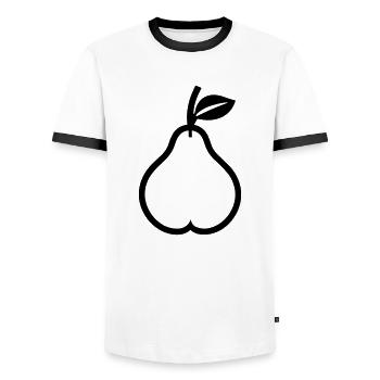 pear - Men's Ringer Shirt - white/black - Front - AI Model Female 172 light (172cm) & AI Model Male 178 dark (178cm)