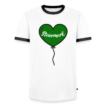 Styria Heart Balloon - Men's Ringer Shirt - white/black - Front - AI Model Female 172 light (172cm) & AI Model Male 178 dark (178cm)