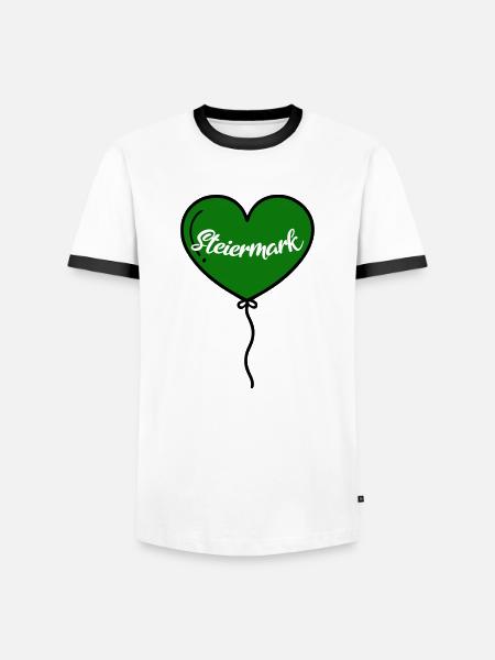 Steiermark Herz Luftballon - Männer Kontrast-T-Shirt - Weiß/Schwarz